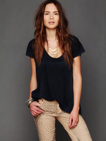 We The Free Measured Linen Tee At Free People   Black S